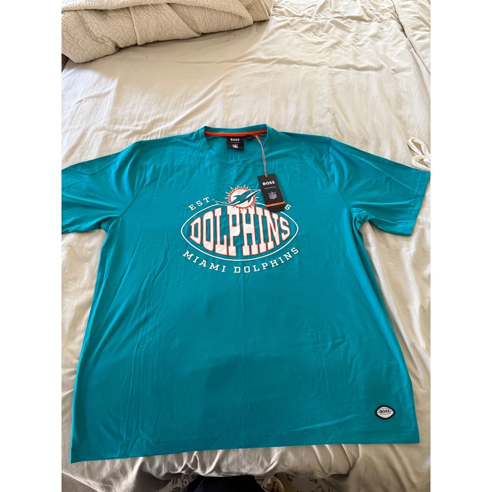 BOSS x NFL Miami Dolphins Graphic T Shirt Aqua Men XXXL Hugo Boss Team Apparel